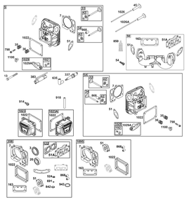 Cylinder Head Group Diagram and Parts List for 49R977-0015-B5 400000 - 699999 Briggs and Stratton Engine